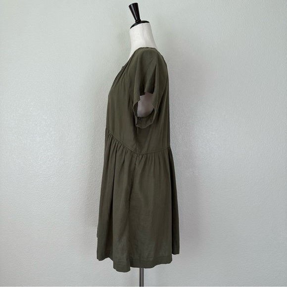 Universal Thread Linen Blend Olive Green Short Sleeves Shift Dress, Sz Large - Picture 6 of 13